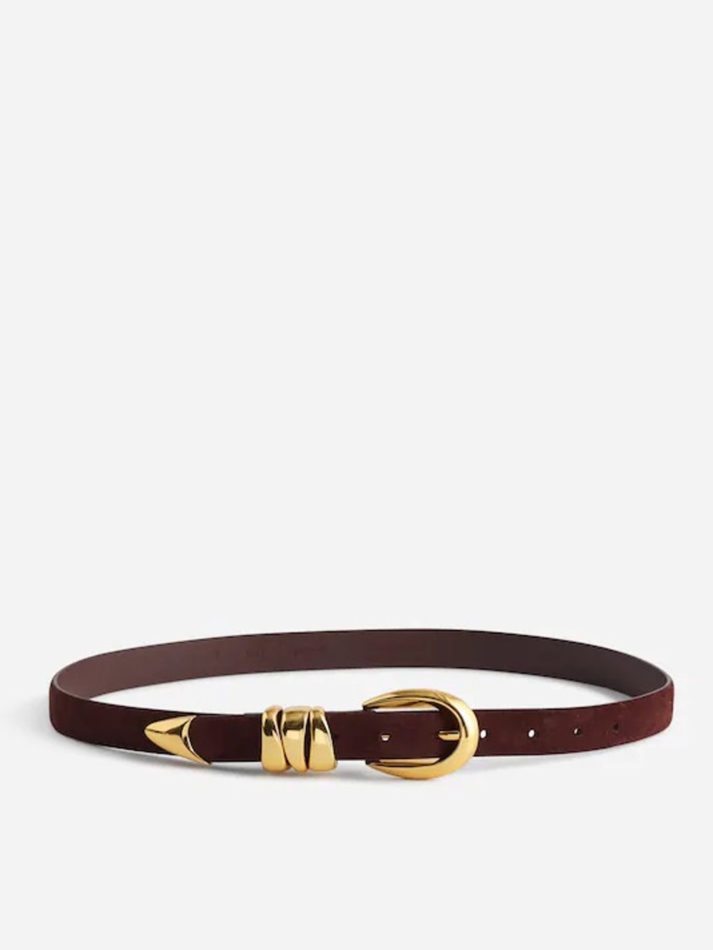 Madewell Triple Metal Keeper Suede Belt, Chocolate Raisin, Medium
